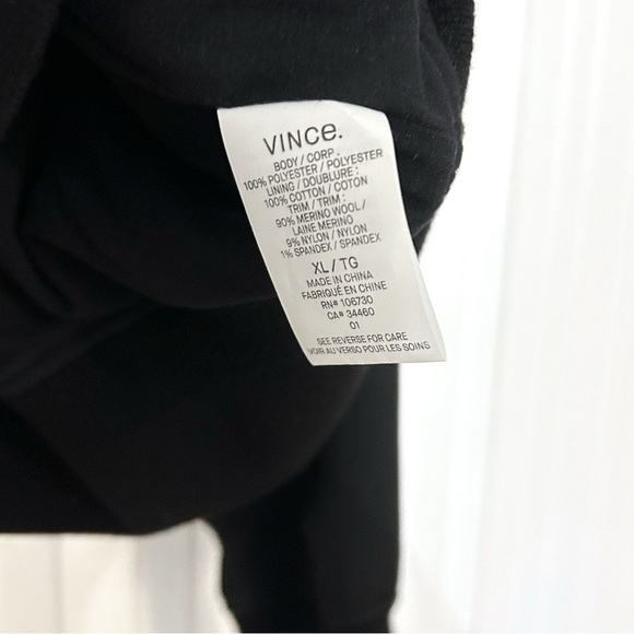 Vince Black Satin Cotton Merino Wool Trim Zip Up Hoodie Jacket - Picture 6 of 8